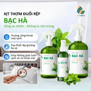 Xịt Đuổi Rệp Giường Mạt Bụi Ve Chó VUATINHDAU 500ml Tinh Dầu Thảo Mộc An Toàn Cho Nhà Cửa Mùi Bạc Hà