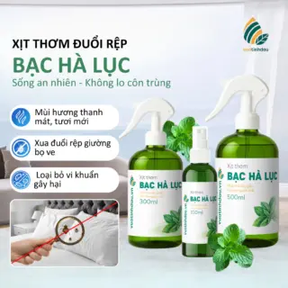 Xịt Đuổi Rệp Giường Mạt Bụi Ve Chó VUATINHDAU 500ml Tinh Dầu Thảo Mộc An Toàn Cho Nhà Cửa Mùi Bạc Hà Lục