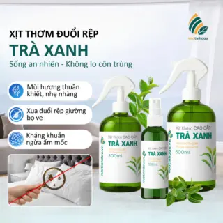 Xịt Đuổi Rệp Giường Mạt Bụi Ve Chó VUATINHDAU 500ml Tinh Dầu Thảo Mộc An Toàn Cho Nhà Cửa Mùi Trà Xanh