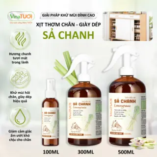 Xịt Khử Mùi Hôi Chân Giày VINA TƯƠI 500ml Tinh Dầu Thiên Nhiên Khử Khuẩn An Toàn Mùi Sả Chanh