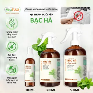 Xịt Đuổi Rệp Giường Mạt Bụi Ve Chó VINA TƯƠI 300ml Tinh Dầu Thảo Mộc An Toàn Cho Nhà Cửa Mùi Bạc Hà