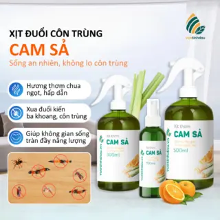 Xịt Đuổi Côn Trùng VUATINHDAU 300ml An Toàn Cho Bé, Khử Mùi Nhà Cửa Tinh Dầu Thiên Nhiên Mùi Cam Sả