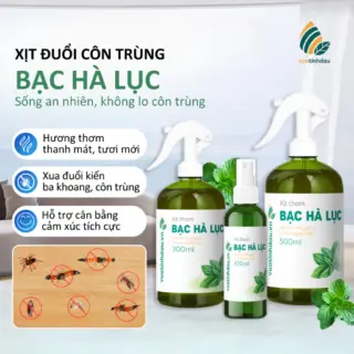 Xịt Đuổi Côn Trùng VUATINHDAU 500ml An Toàn Cho Bé, Khử Mùi Nhà Cửa Tinh Dầu Thiên Nhiên Mùi Bạc Hà Lục