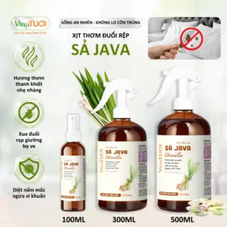 Xịt Đuổi Rệp Giường Mạt Bụi Ve Chó VINA TƯƠI 500ml Tinh Dầu Thảo Mộc An Toàn Cho Nhà Cửa Mùi Sả Java