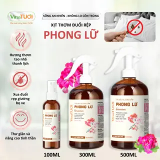 Xịt Đuổi Rệp Giường Mạt Bụi Ve Chó VINA TƯƠI 300ml Tinh Dầu Thảo Mộc An Toàn Cho Nhà Cửa Mùi Phong Lữ