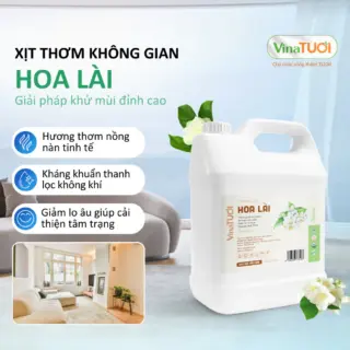Tinh Dầu Xịt Phòng VINA TƯƠI Can 5L Khử Mùi Thiên Nhiên An Toàn Siêu Tiết Kiệm Mùi Hoa Lài