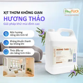Tinh Dầu Xịt Phòng VINA TƯƠI Can 5L Khử Mùi Thiên Nhiên An Toàn Siêu Tiết Kiệm Mùi Hương Thảo