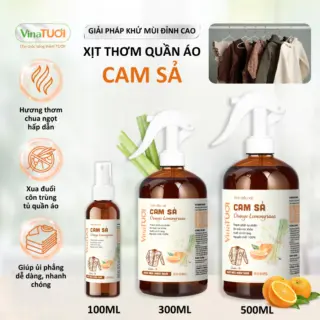 Xịt Thơm Quần Áo VINA TƯƠI 300ml Khử Mùi Lưu Hương An Toàn Mẹ Bầu, Bé Mùi Cam Sả