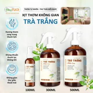 Bình Xịt Thơm Phòng Tinh Dầu Thiên Nhiên Vina Tươi 100ml Thư Giãn, Đuỗi Muỗi, Côn Trùng Mùi Trà Trắng