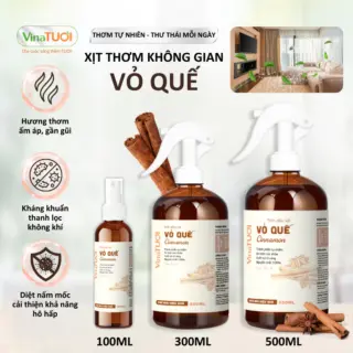 Bình Xịt Thơm Phòng Tinh Dầu Thiên Nhiên Vina Tươi 100ml Thư Giãn, Đuỗi Muỗi, Côn Trùng Mùi Vỏ Quế