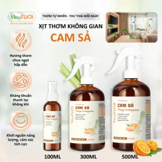 Bình Xịt Thơm Phòng Tinh Dầu Thiên Nhiên Vina Tươi 500ml Thư Giãn, Đuỗi Muỗi, Côn Trùng Mùi Cam Sả