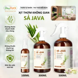 Bình Xịt Thơm Phòng Tinh Dầu Thiên Nhiên Vina Tươi 100ml Thư Giãn, Đuỗi Muỗi, Côn Trùng Mùi Sả Java