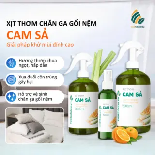 Chai Xịt Thơm Chăn Ga Gối Niệm Khử Mùi Khử Khuẩn Ẩm Mốc VUATINHDAU 500ml Tinh Dầu Cam Sả