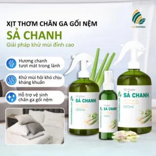 Chai Xịt Thơm Chăn Ga Gối Niệm Khử Mùi Khử Khuẩn Ẩm Mốc VUATINHDAU 300ml Tinh Dầu Sả Chanh