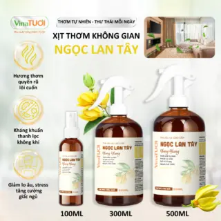 Bình Xịt Thơm Phòng Tinh Dầu Thiên Nhiên Vina Tươi 100ml Thư Giãn, Đuỗi Muỗi, Côn Trùng Mùi Ngọc Lan Tây