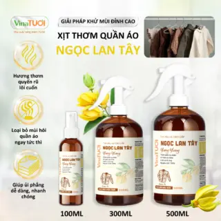 Xịt Thơm Quần Áo VINA TƯƠI 300ml Khử Mùi Lưu Hương An Toàn Mẹ Bầu, Bé Mùi Ngọc lan Tây