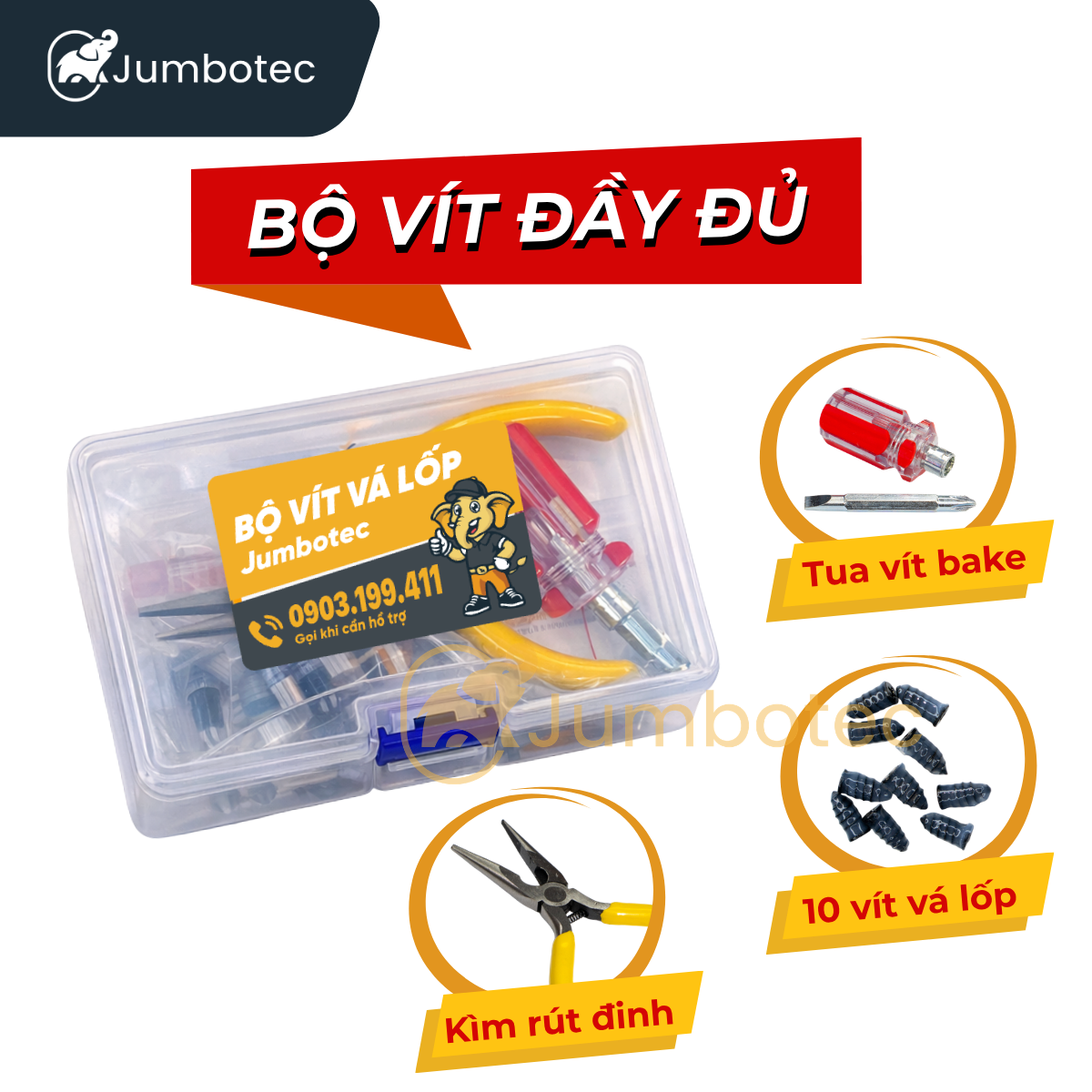 Bộ vít vá lốp khẩn cấp Jumbotec - Hình ảnh 8
