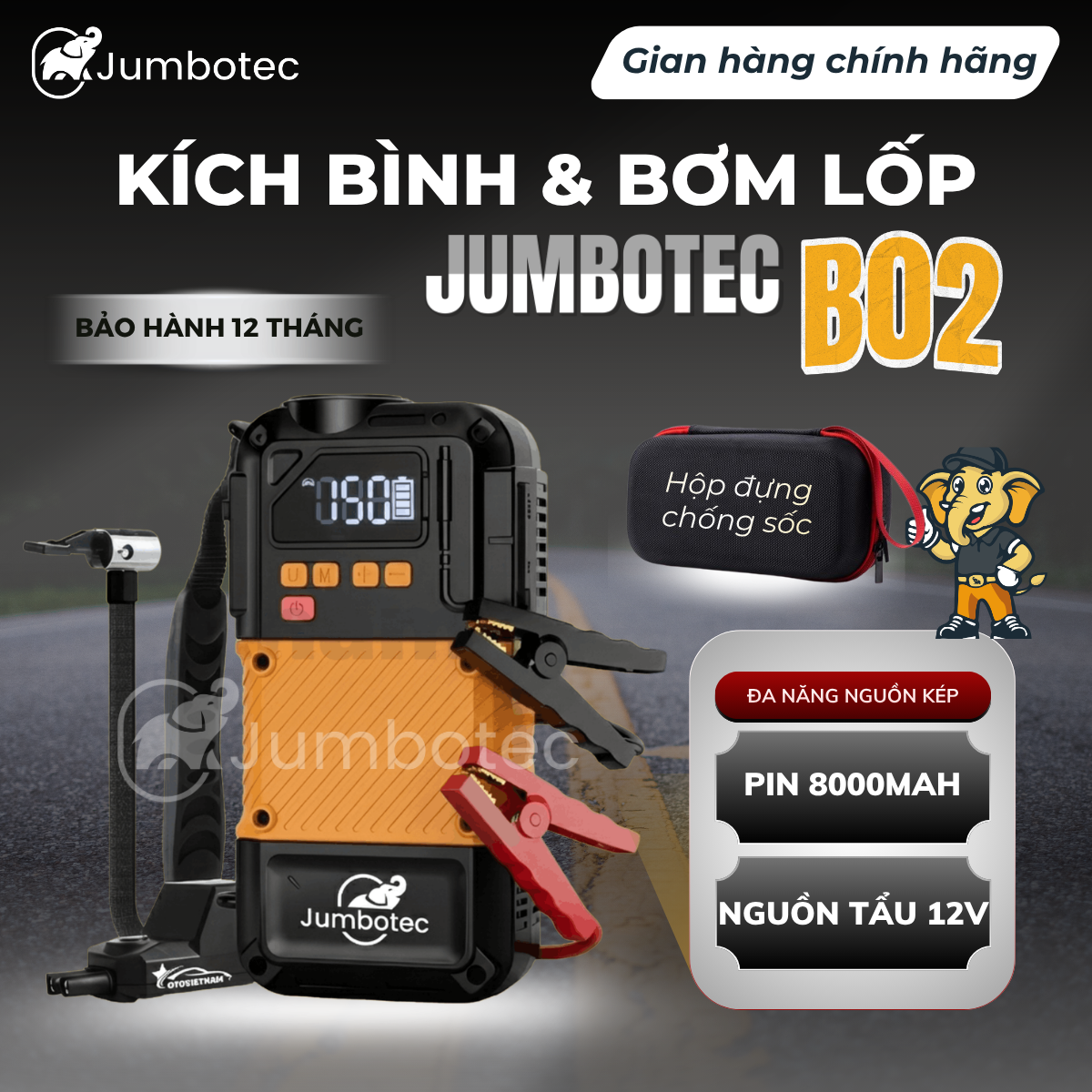 Bơm lốp kiêm kích bình Jumbotec B02 - Hình ảnh 9