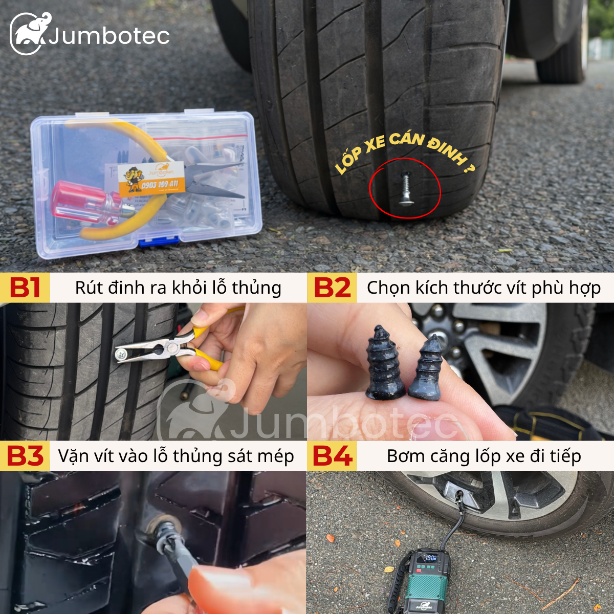 Bộ vít vá lốp khẩn cấp Jumbotec - Hình ảnh 12