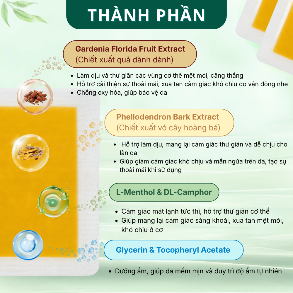 Miếng Dán Thảo Mộc Hàn Quốc HANBANG hỗ trợ Giảm Đau Cổ Vai Gáy Lưng Xương khớp Thư Giãn Cơ Thể - Hình ảnh 2