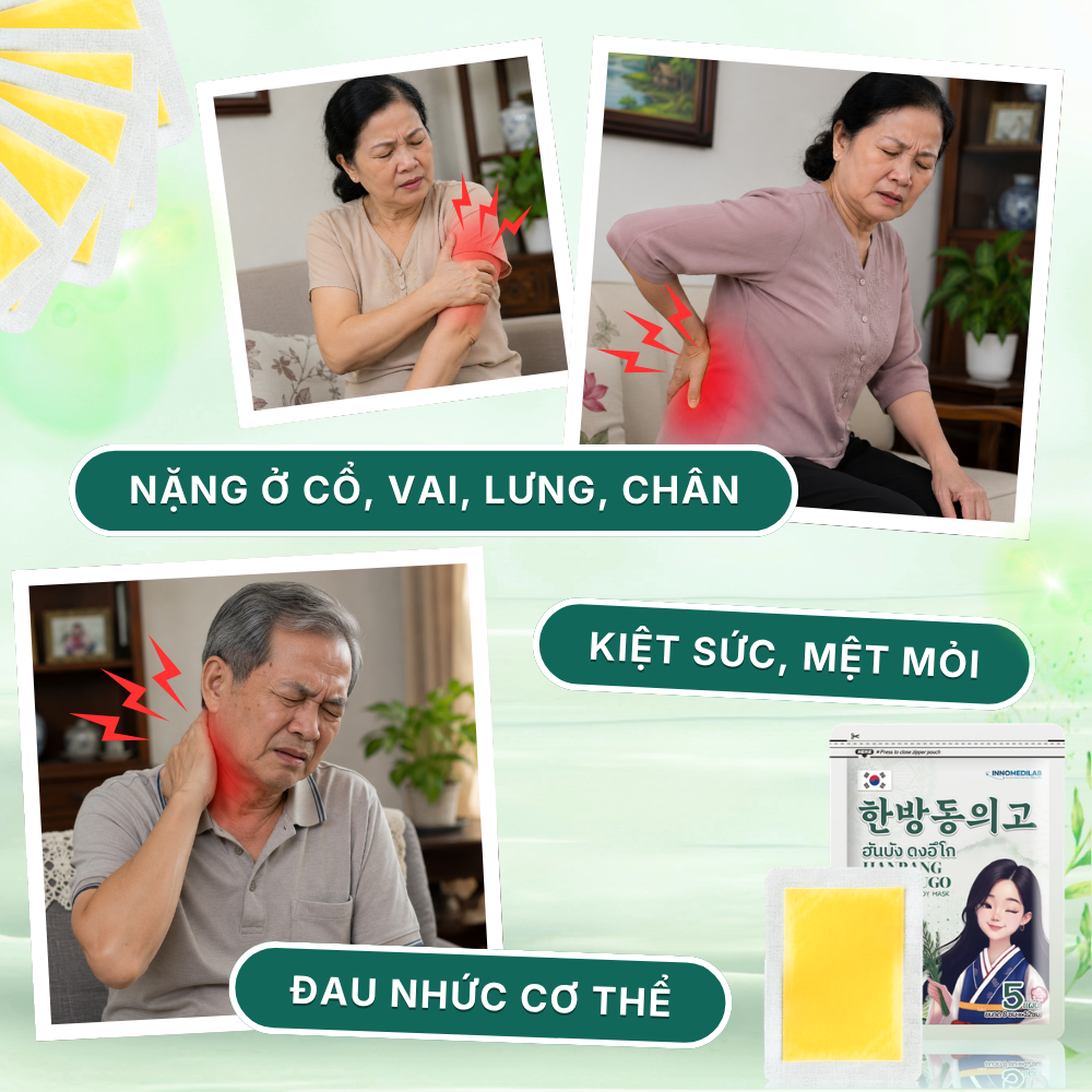 Miếng Dán Thảo Mộc Hàn Quốc HANBANG hỗ trợ Giảm Đau Cổ Vai Gáy Lưng Xương khớp Thư Giãn Cơ Thể - Hình ảnh 11