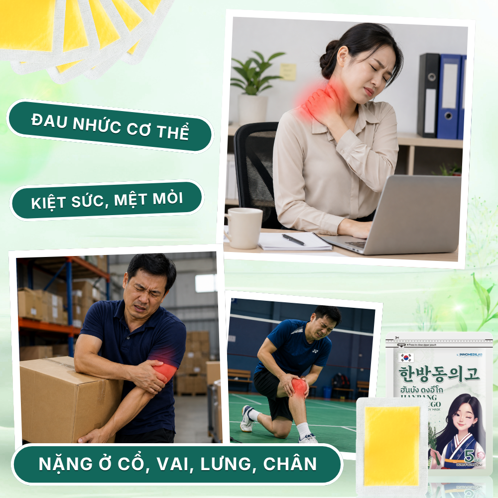 Miếng Dán Thảo Mộc Hàn Quốc HANBANG hỗ trợ Giảm Đau Cổ Vai Gáy Lưng Xương khớp Thư Giãn Cơ Thể - Hình ảnh 10